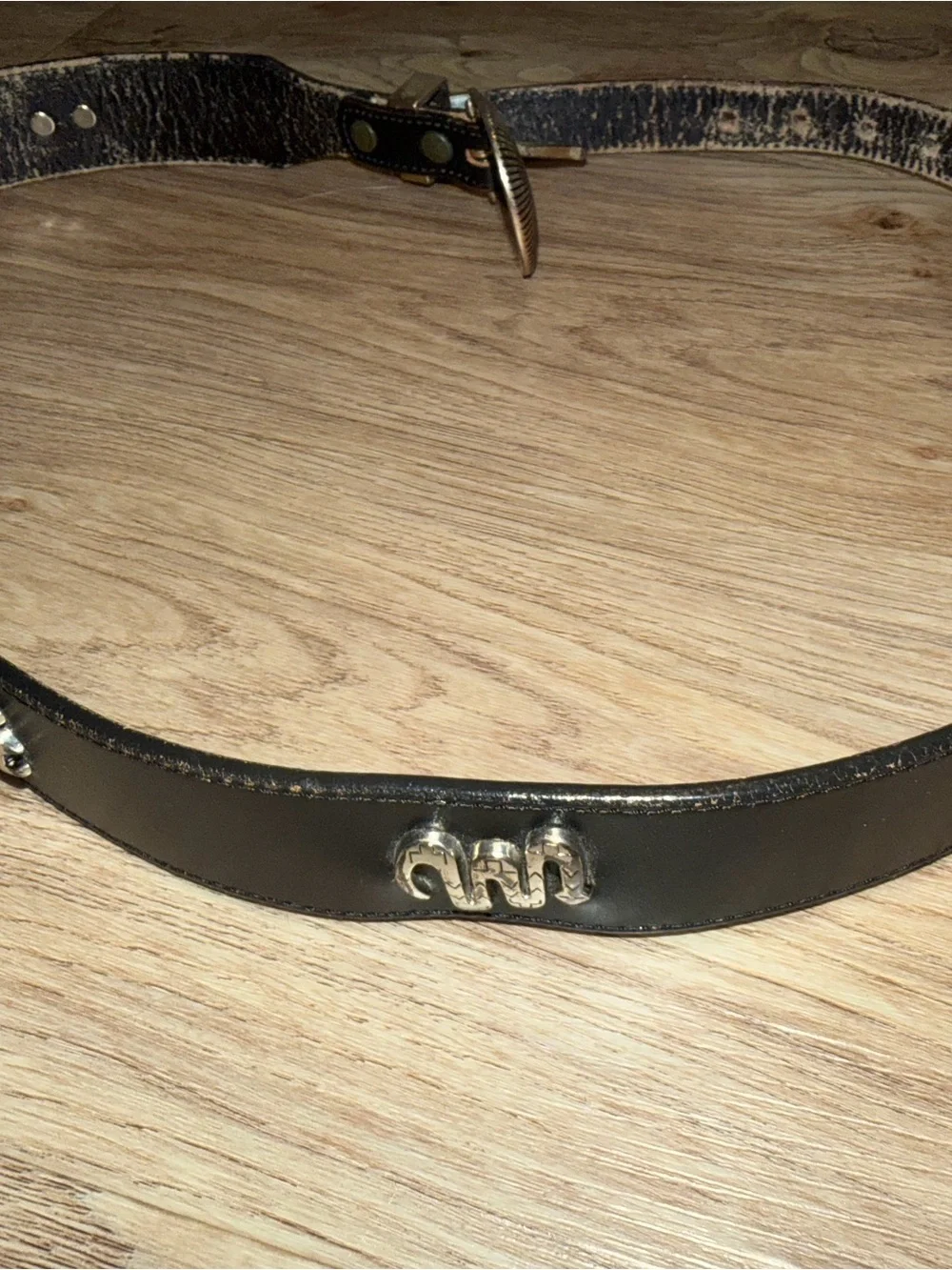 Black Silver Creek Leather Belt with Decorative Silver accents w/Buckle size 34